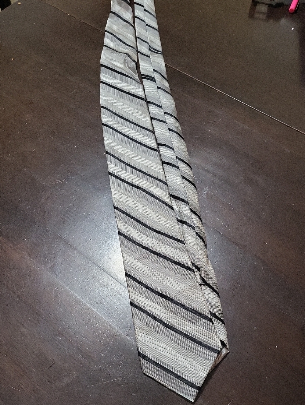 Calvin Klein Gray and Black Diagonal Stripe Silk Tie